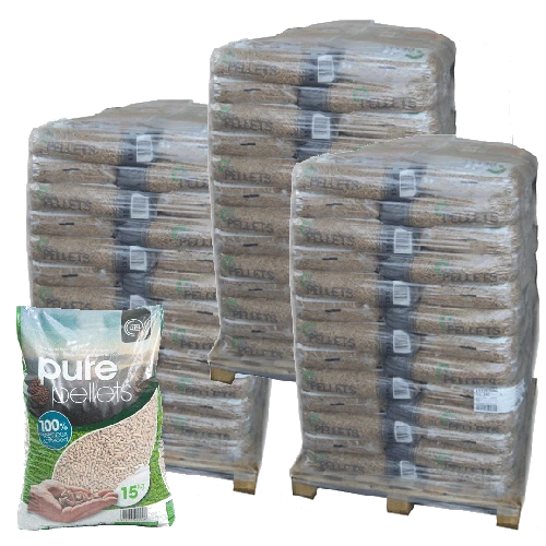 Holzpellets Premium Pure Pellet - 3 Paletten - 195 Säcke - 2925 kg
