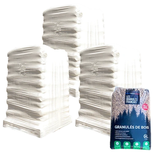 Holzpellets Les Granulés Français - 3 Paletten - 189 Säcke - 2835 kg