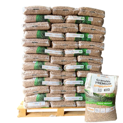 Holzpellets Premium SimplyPELLET - 1 Palette - 65 Säcke - 975 kg